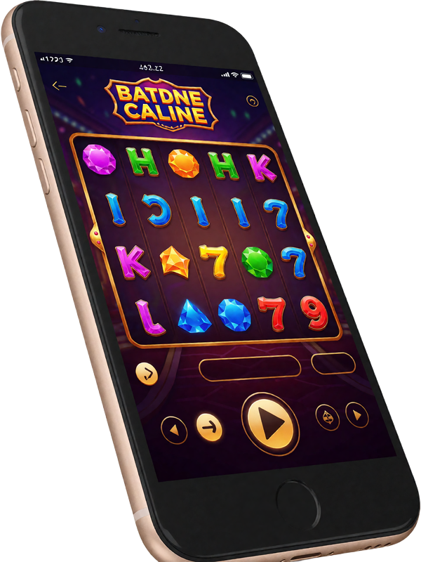 Smartphone mit goldenem Rahmen zeigt einen Slot im Demo-Modus - Millioner Casino mobil kostenlos testen