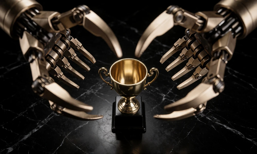 Zwei goldene Greifarme im Duell &uuml;ber einer Troph&auml;e beim Cash Crab PvP-Modus