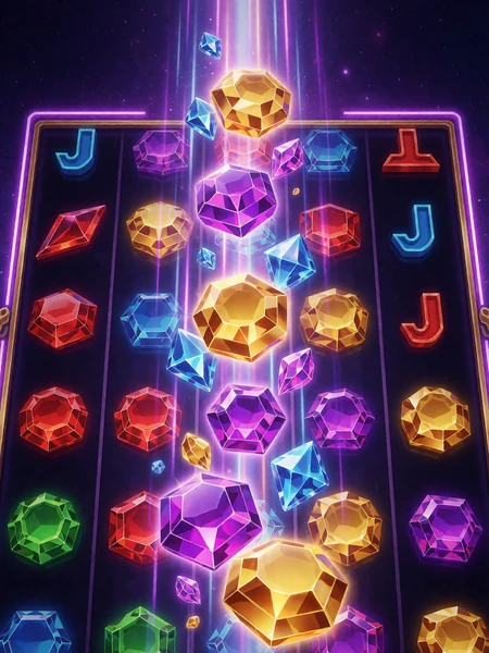 Neon-Megaways-Slot mit fallenden Edelsteinen im Millioner Casino
